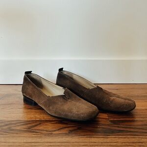 Sesto Meucci Edwige brown textured slip on loafers square toe, Size 7